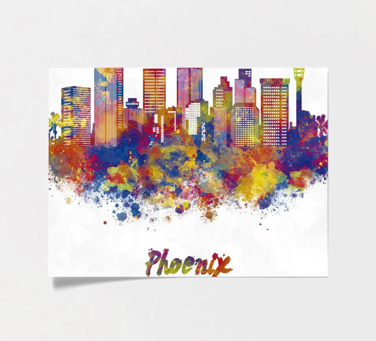 Phoenix skyline en acuarela sticker sheet by 🎁 ARTVI-SHOP