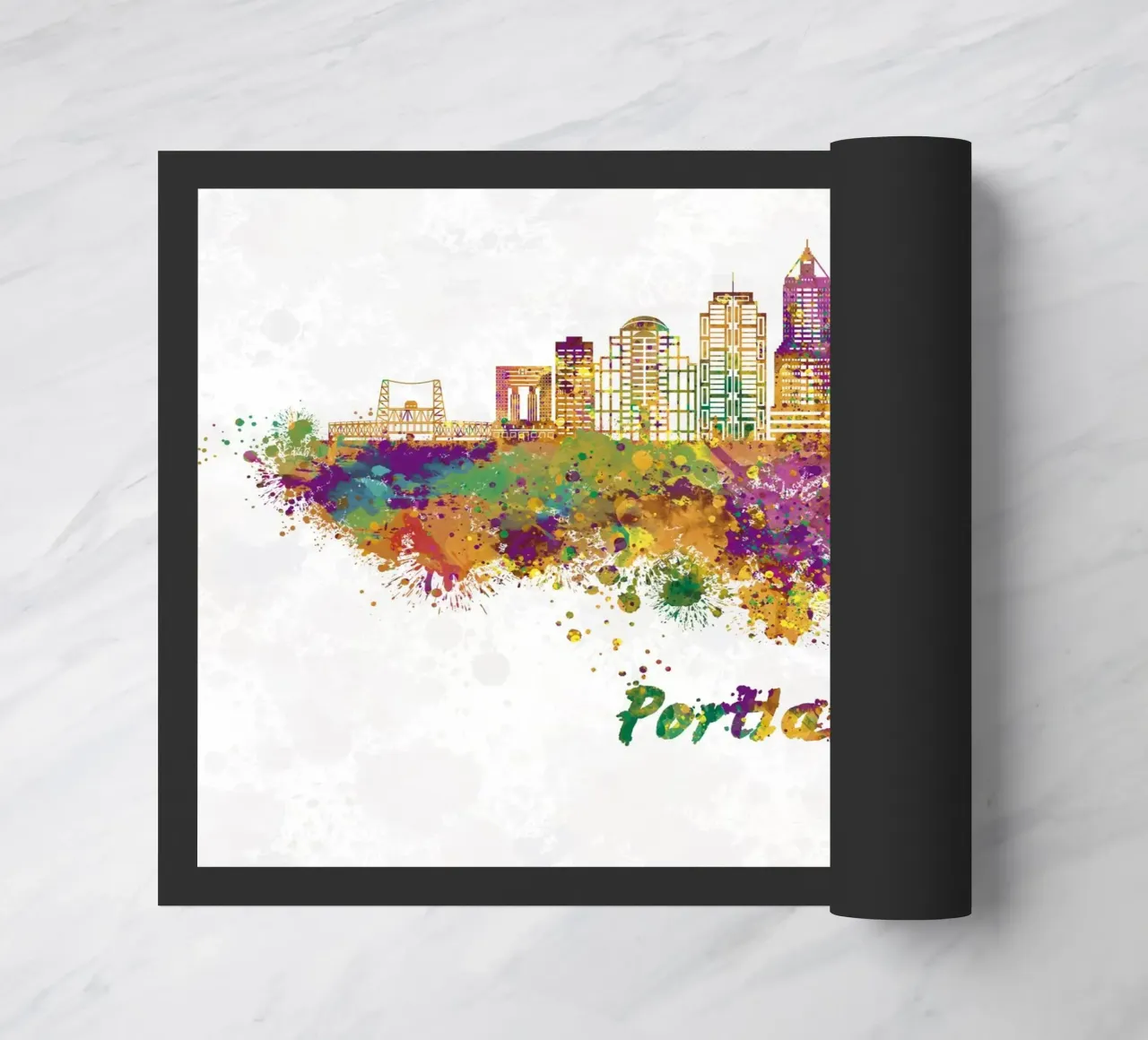 Lo skyline di Portland in acquerello zerbino da ARTVI-SHOP
