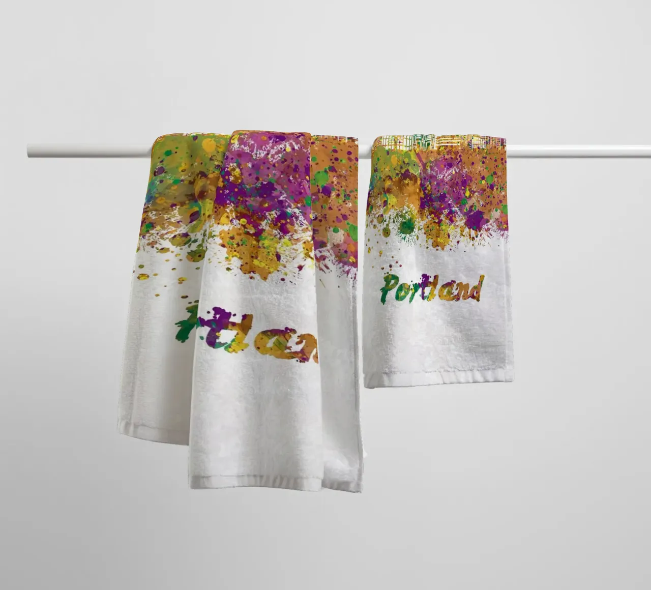 Lo skyline di Portland in acquerello asciugamano da bagno da 🎁 ARTVI-SHOP