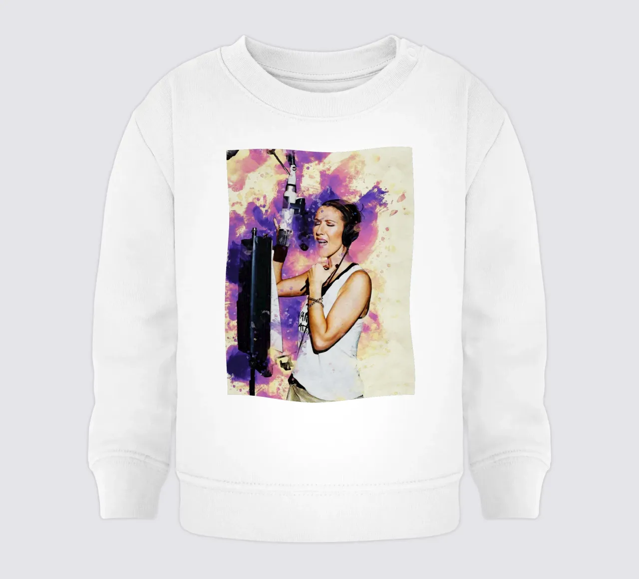 Retrato de Celine Dion en un estudio de grabación sudadera de bebé de Gunawan Rb