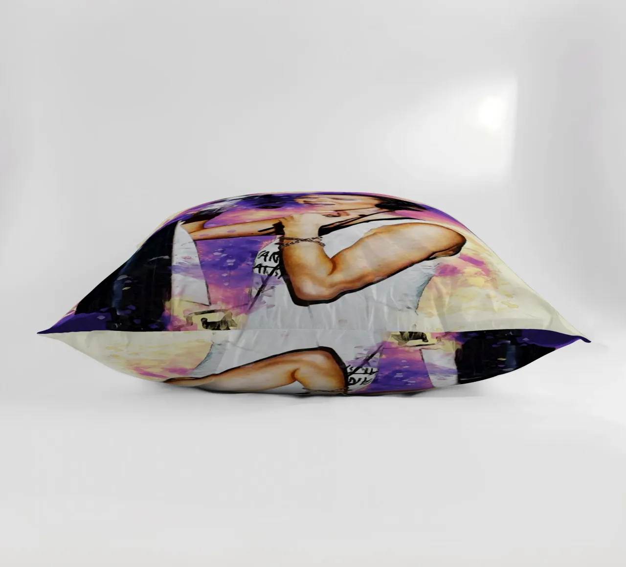 Smudge of Portrait Celine Dion in Recording Studio decorative cushion by Gunawan Rb