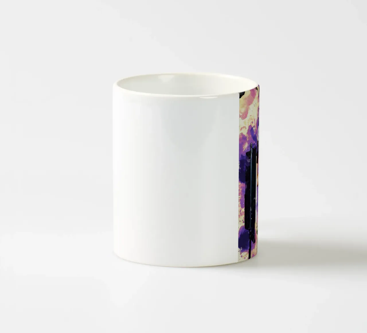 Macchia di ritratto di Celine Dion in studio di registrazione tazza in ceramica da Gunawan Rb