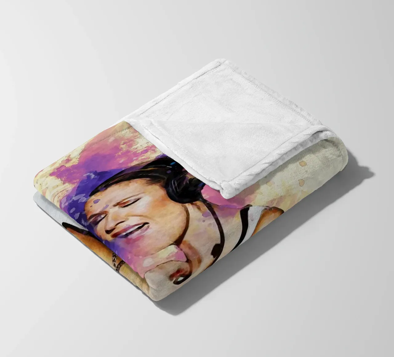 Smudge of Portrait Celine Dion in Recording Studio fleece blanket by Gunawan Rb
