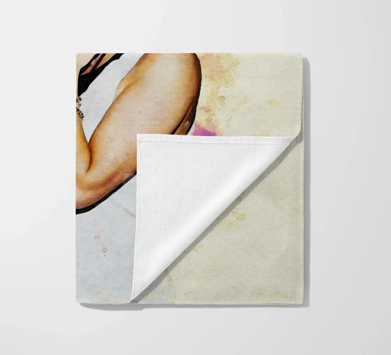 Smudge of Portrait Celine Dion in Recording Studio beach towel by Gunawan Rb