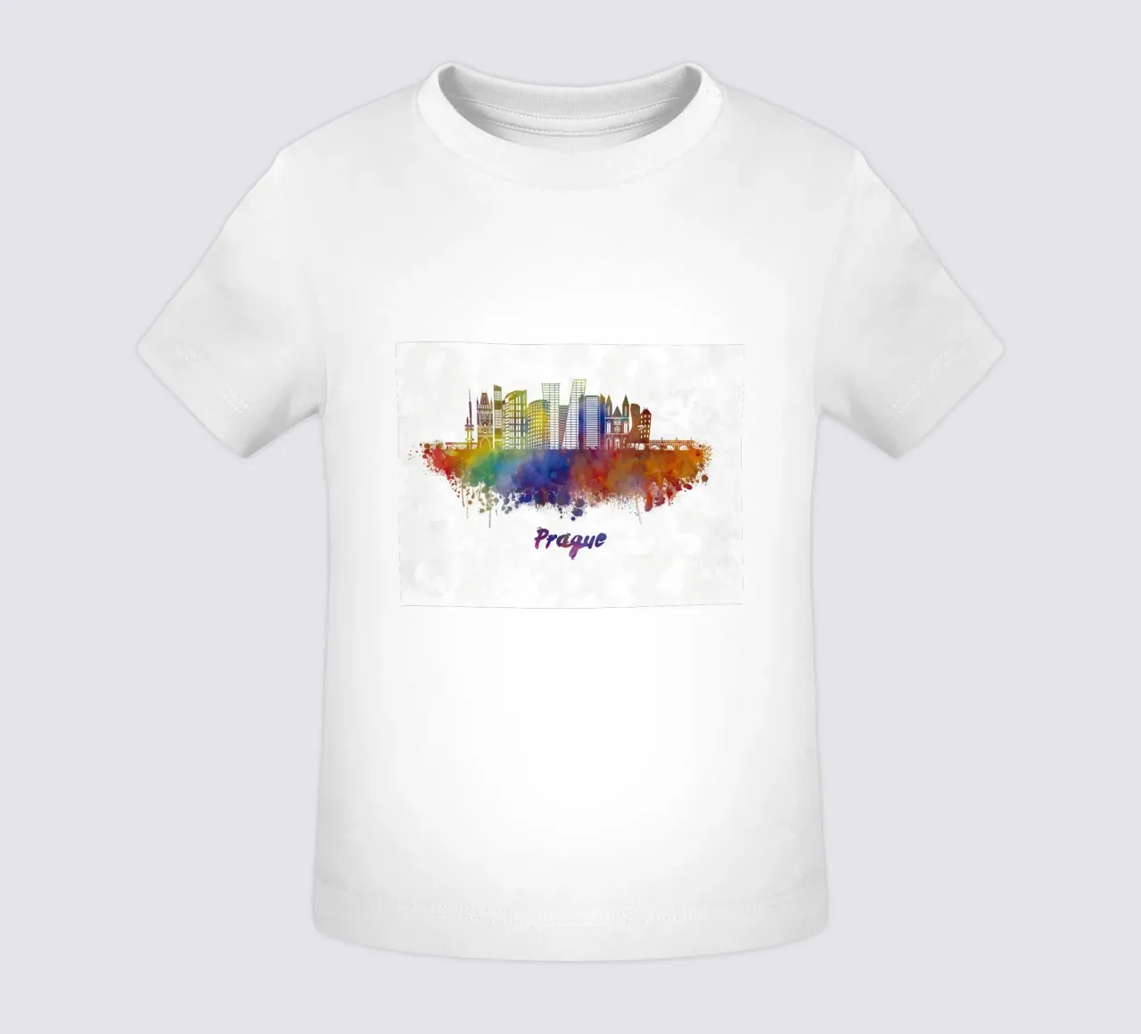 Lo skyline di Praga in acquerello maglietta neonato da 🎁 ARTVI-SHOP