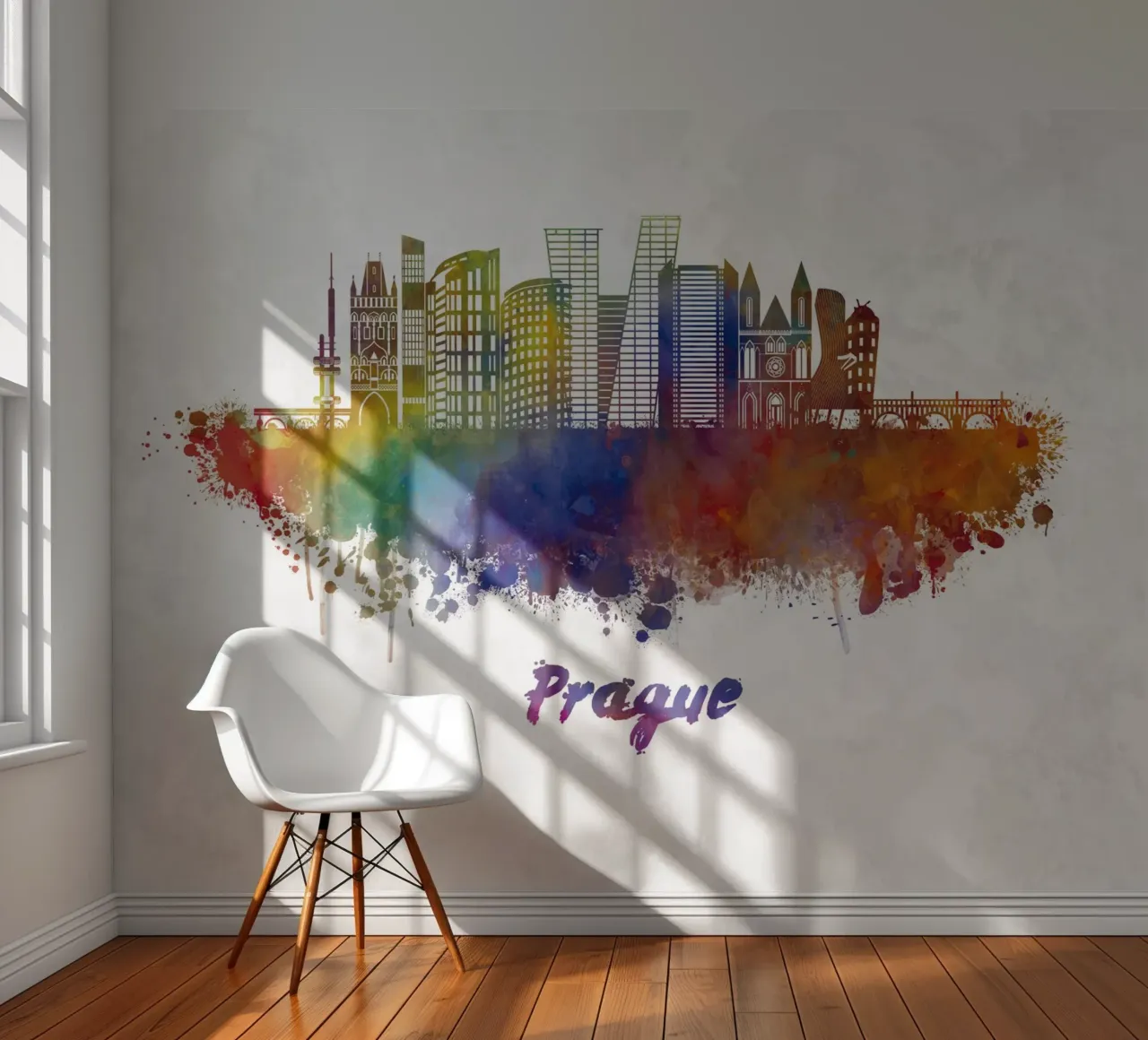 Skyline von Prag in Aquarell Fototapete von 🎁 ARTVI-SHOP