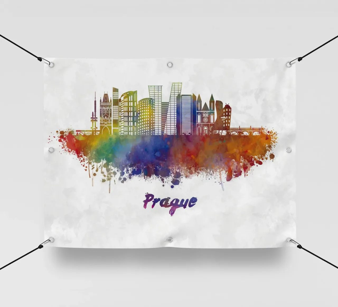 Lo skyline di Praga in acquerello telo in pvc da ARTVI-SHOP