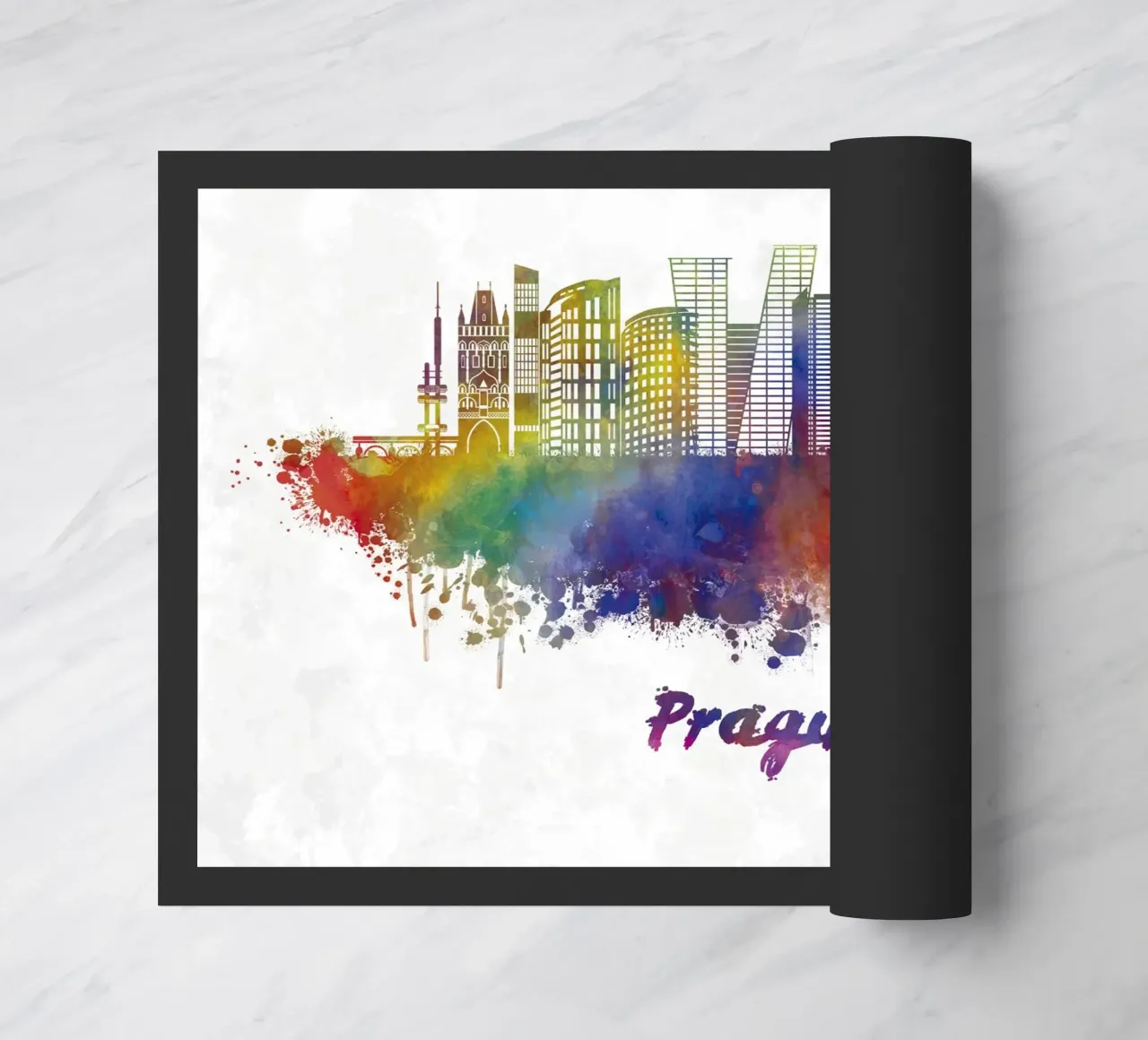 Lo skyline di Praga in acquerello zerbino da ARTVI-SHOP