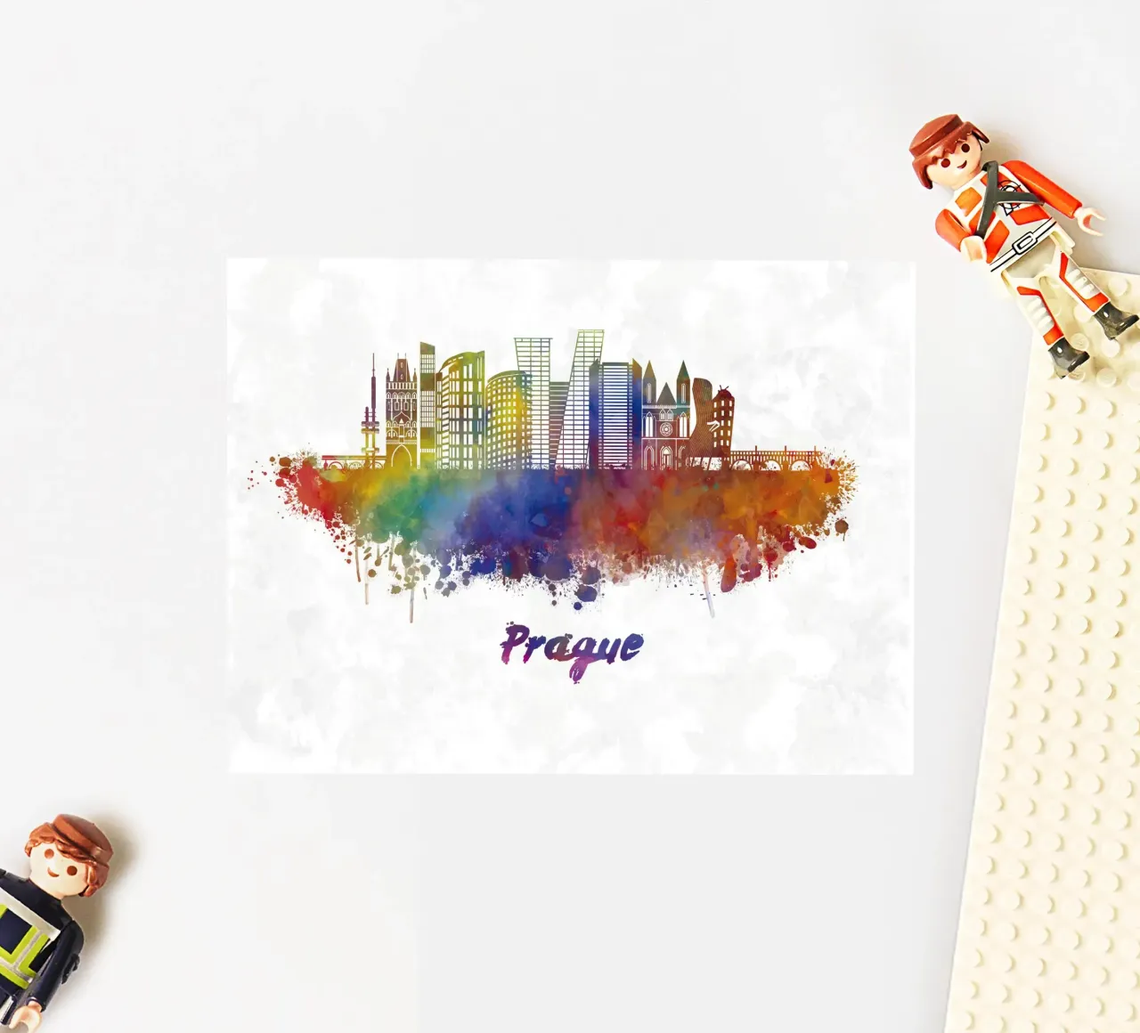 Prague skyline in watercolor sticker by 🎁 ARTVI-SHOP