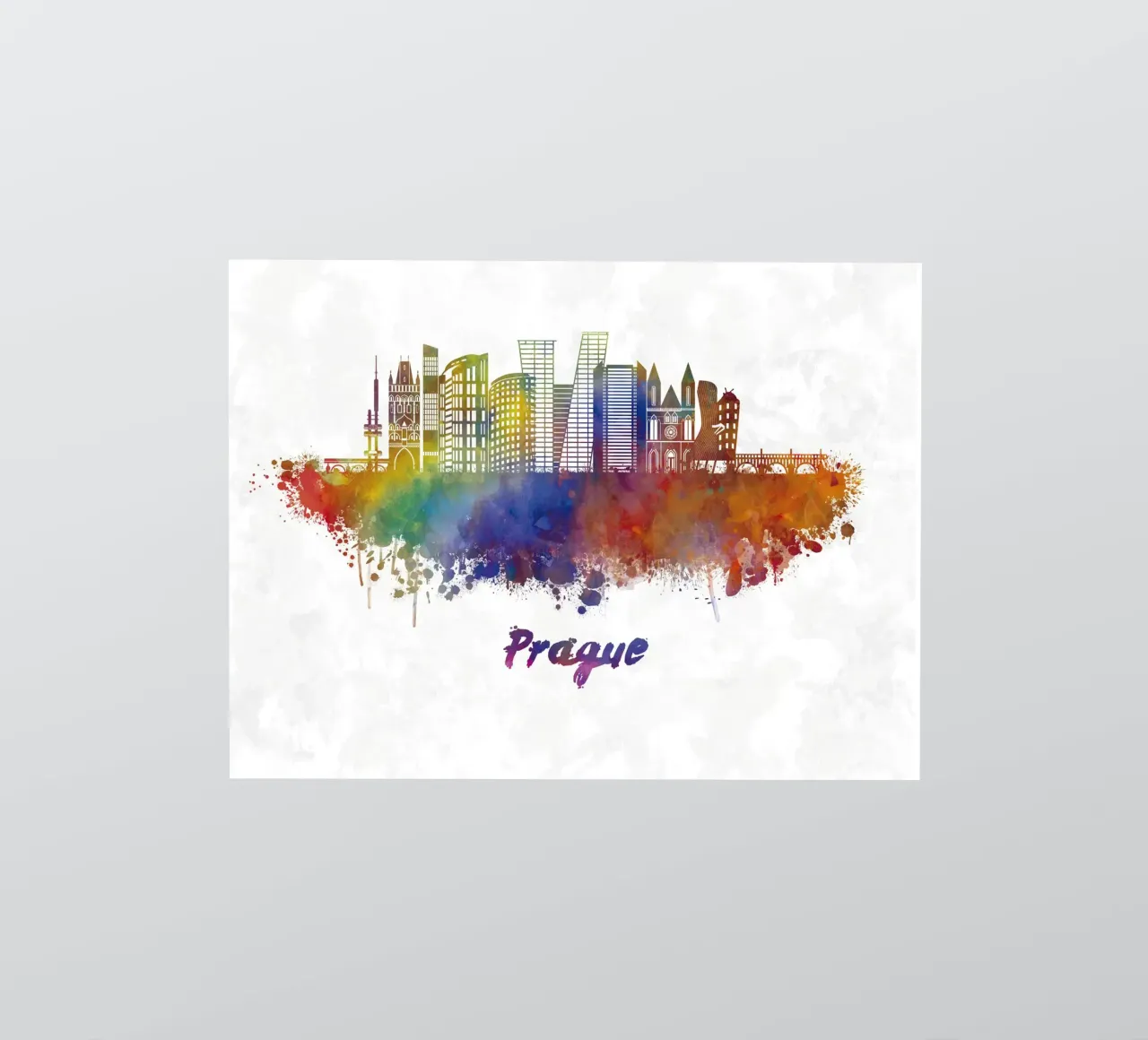 Prague skyline in watercolor sticker by 🎁 ARTVI-SHOP