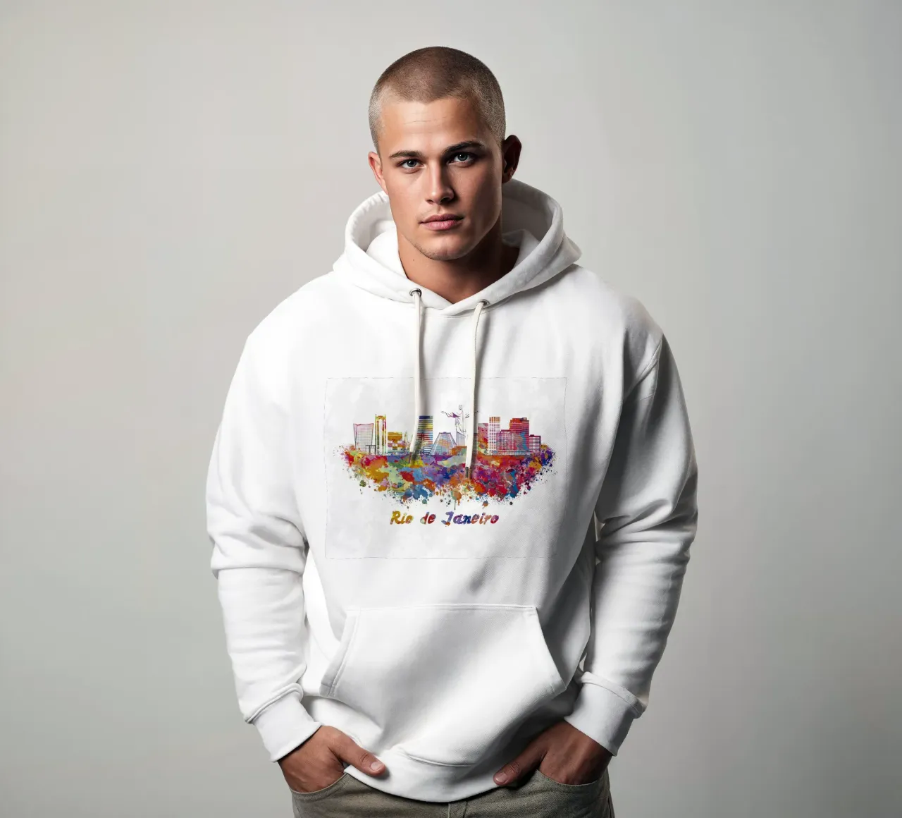 Lo skyline di Rio de Janeiro in acquerello felpa con cappuccio da 🎁 ARTVI-SHOP