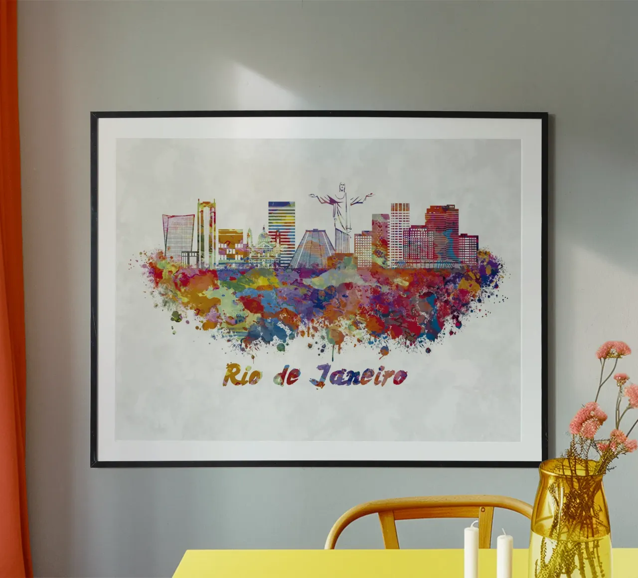 Lo skyline di Rio de Janeiro in acquerello poster da 🎁 ARTVI-SHOP