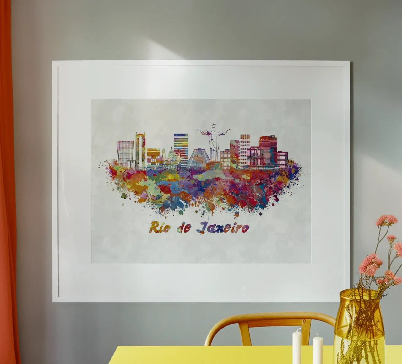 Lo skyline di Rio de Janeiro in acquerello poster da 🎁 ARTVI-SHOP