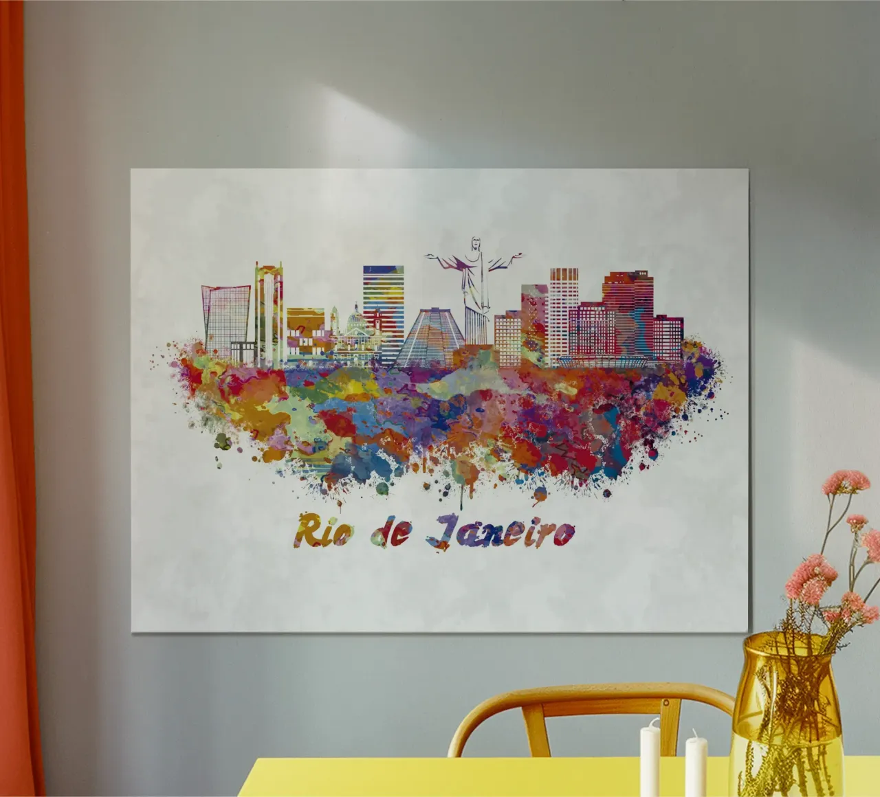 Lo skyline di Rio de Janeiro in acquerello poster da 🎁 ARTVI-SHOP