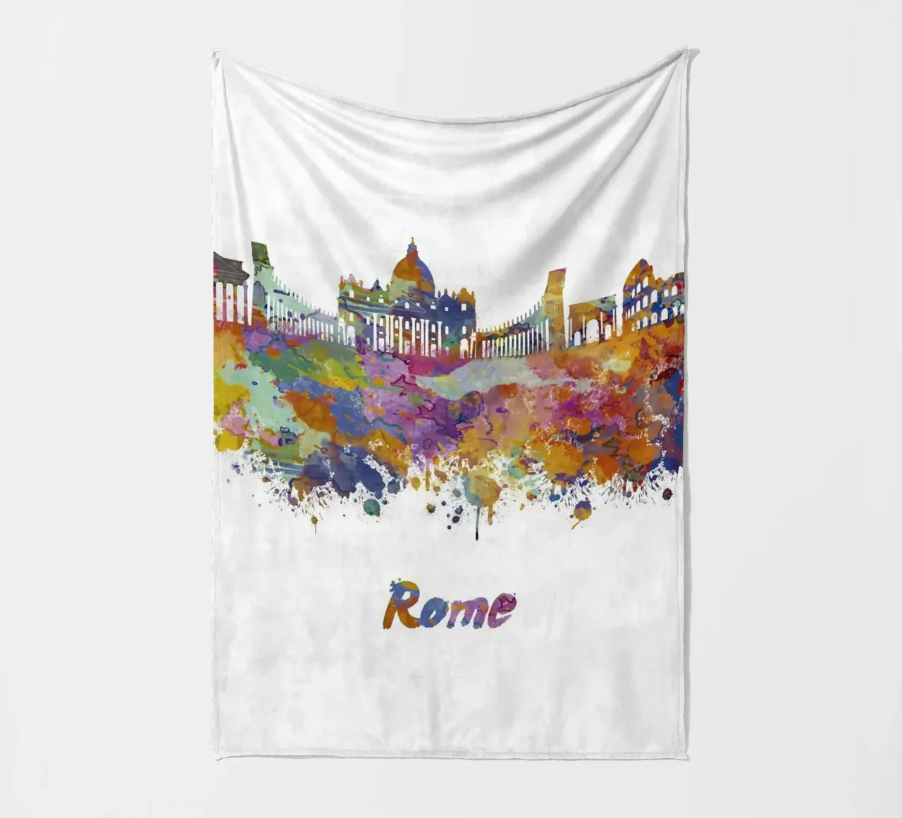 Lo skyline di Roma in acquerello coperta in pile da 🎁 ARTVI-SHOP