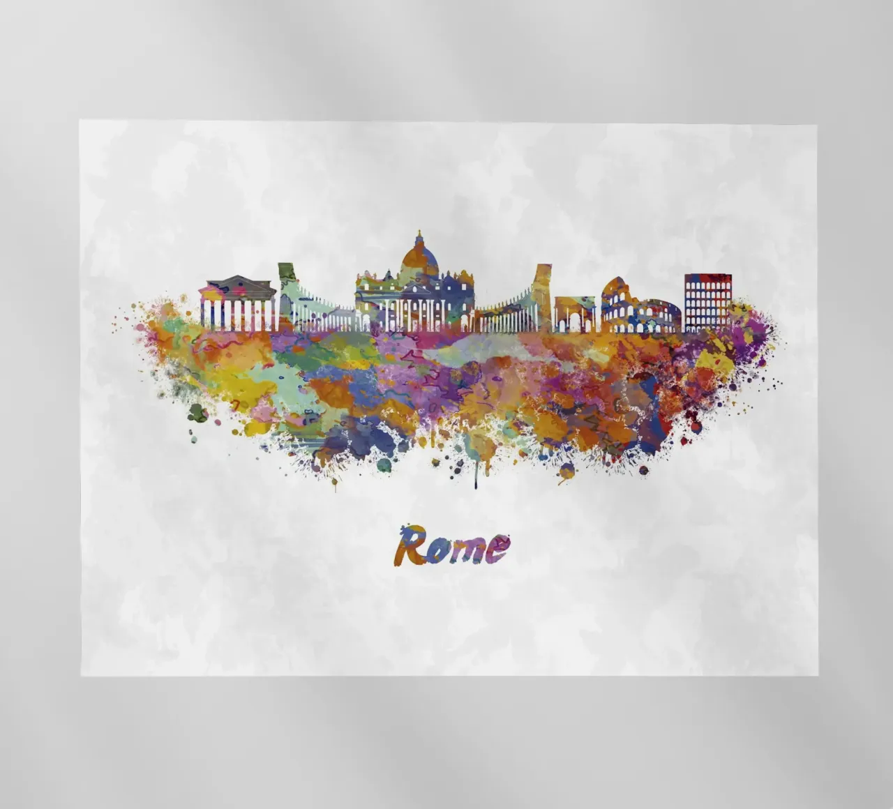 Lo skyline di Roma in acquerello pellicola backlit da ARTVI-SHOP