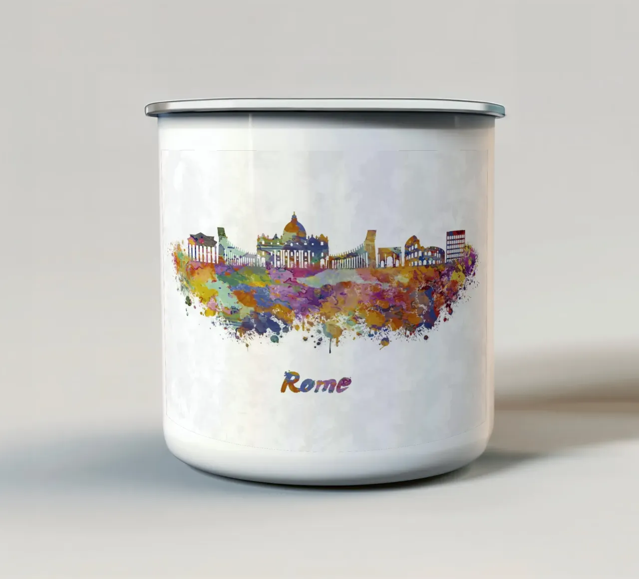 Lo skyline di Roma in acquerello tazza in smalto da ARTVI-SHOP