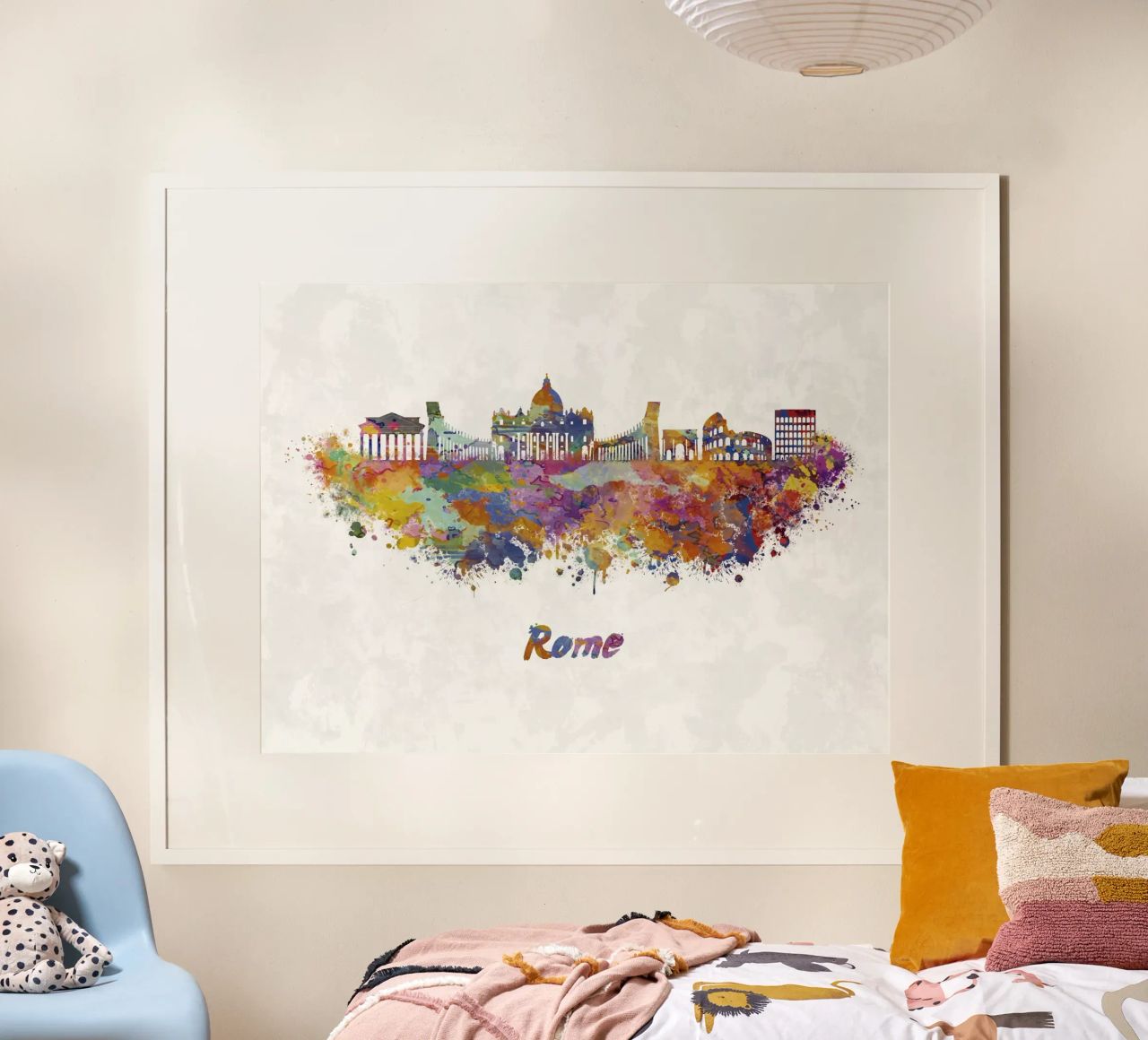 Rome skyline in watercolor poster by ARTVI-SHOP