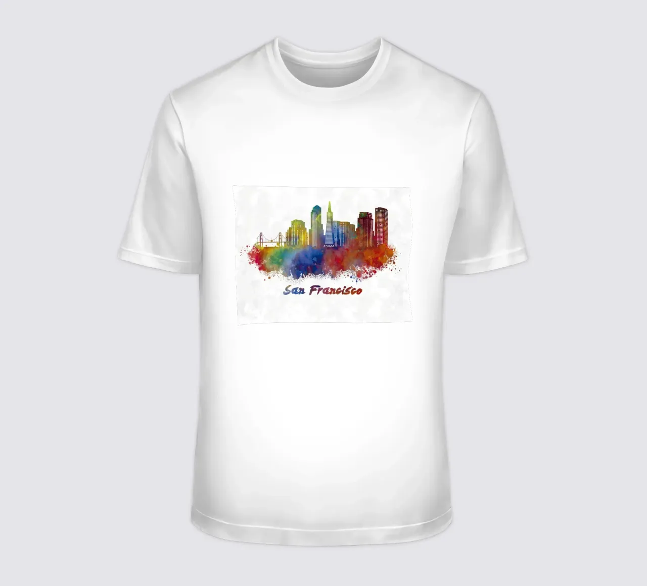 Lo skyline di San Francisco in acquerello t-shirt da 🎁 ARTVI-SHOP