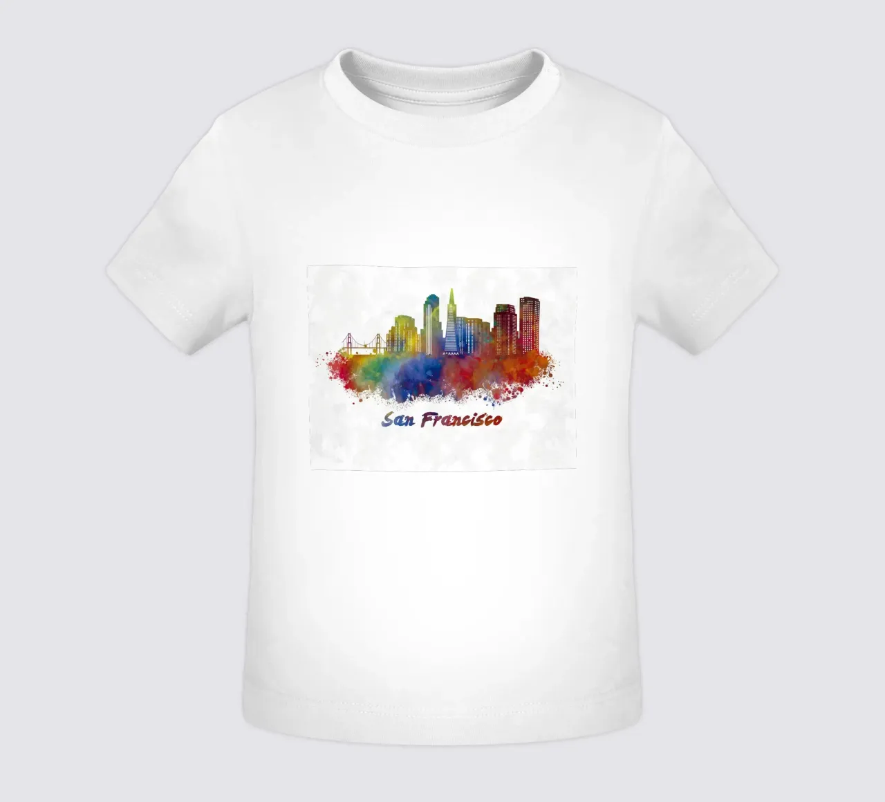 Lo skyline di San Francisco in acquerello maglietta neonato da 🎁 ARTVI-SHOP