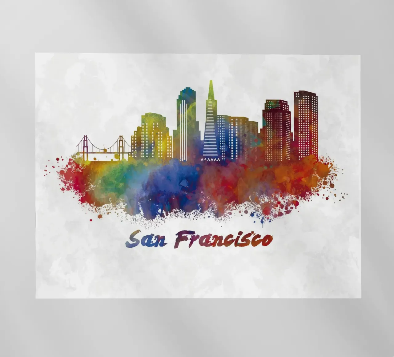 Lo skyline di San Francisco in acquerello pellicola backlit da ARTVI-SHOP