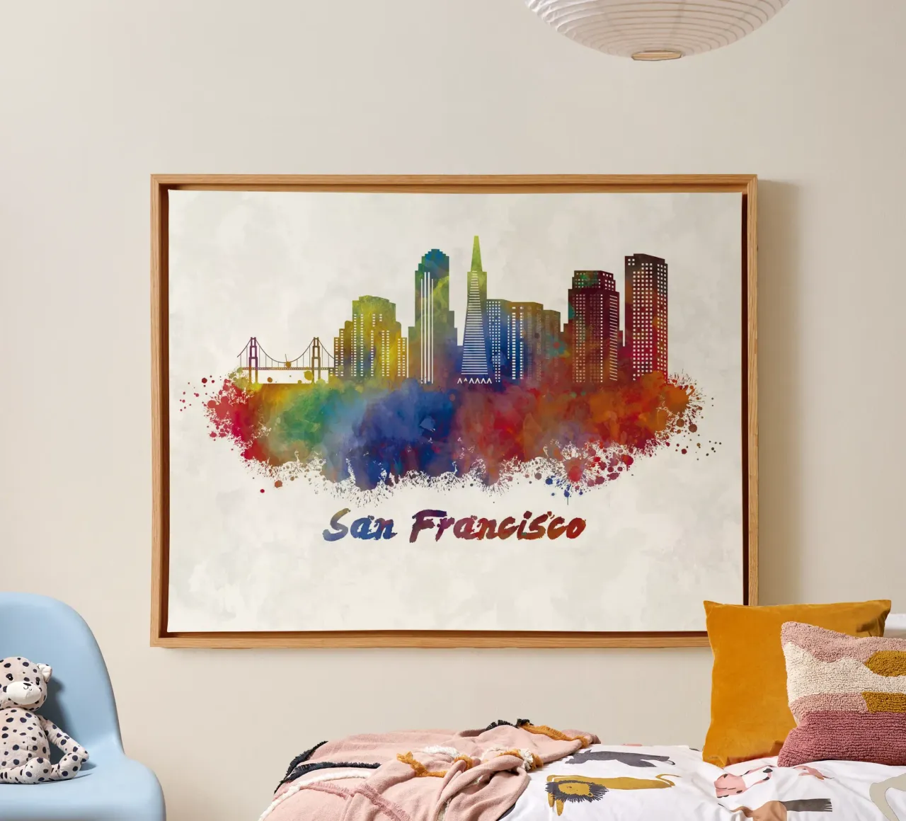 Skyline von San Francisco in Aquarell Leinwand von 🎁 ARTVI-SHOP