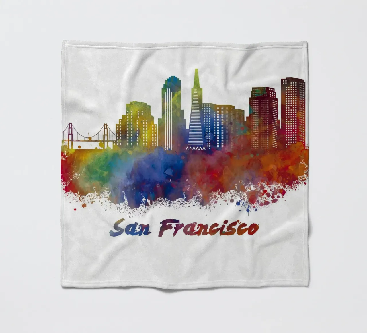 Lo skyline di San Francisco in acquerello coperta in pile da 🎁 ARTVI-SHOP