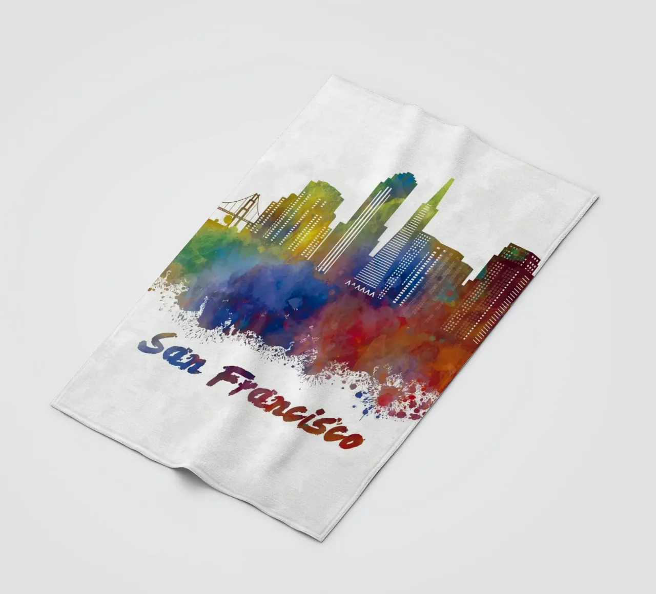 Lo skyline di San Francisco in acquerello coperta in pile da 🎁 ARTVI-SHOP