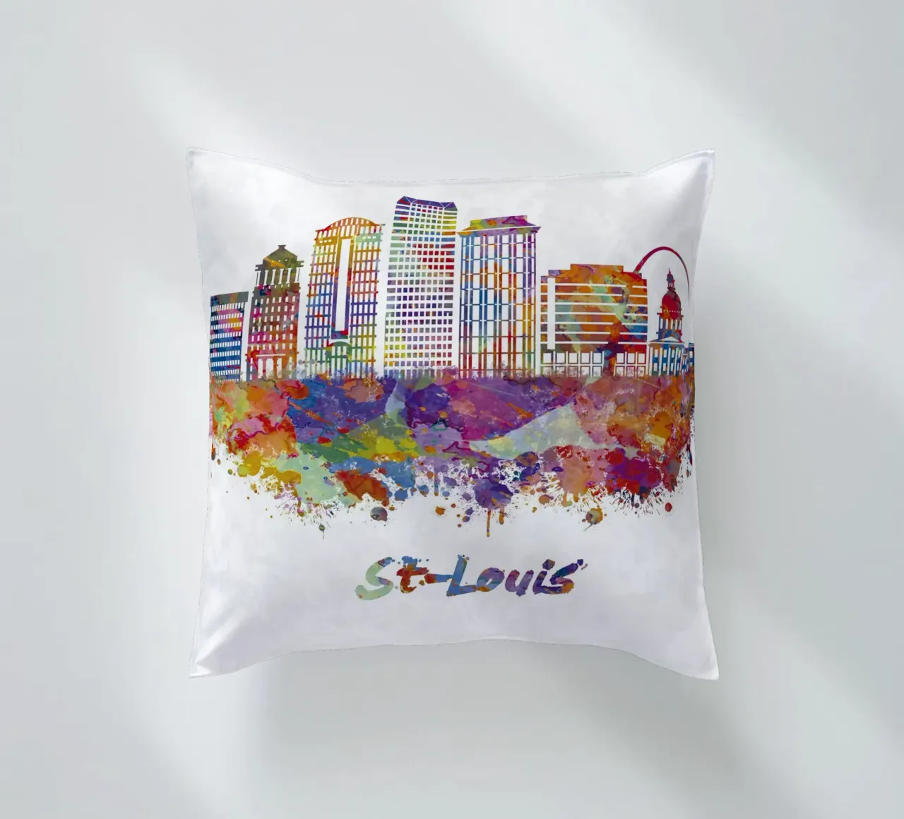 Lo skyline di St. Louis in acquerello cuscino da 🎁 ARTVI-SHOP