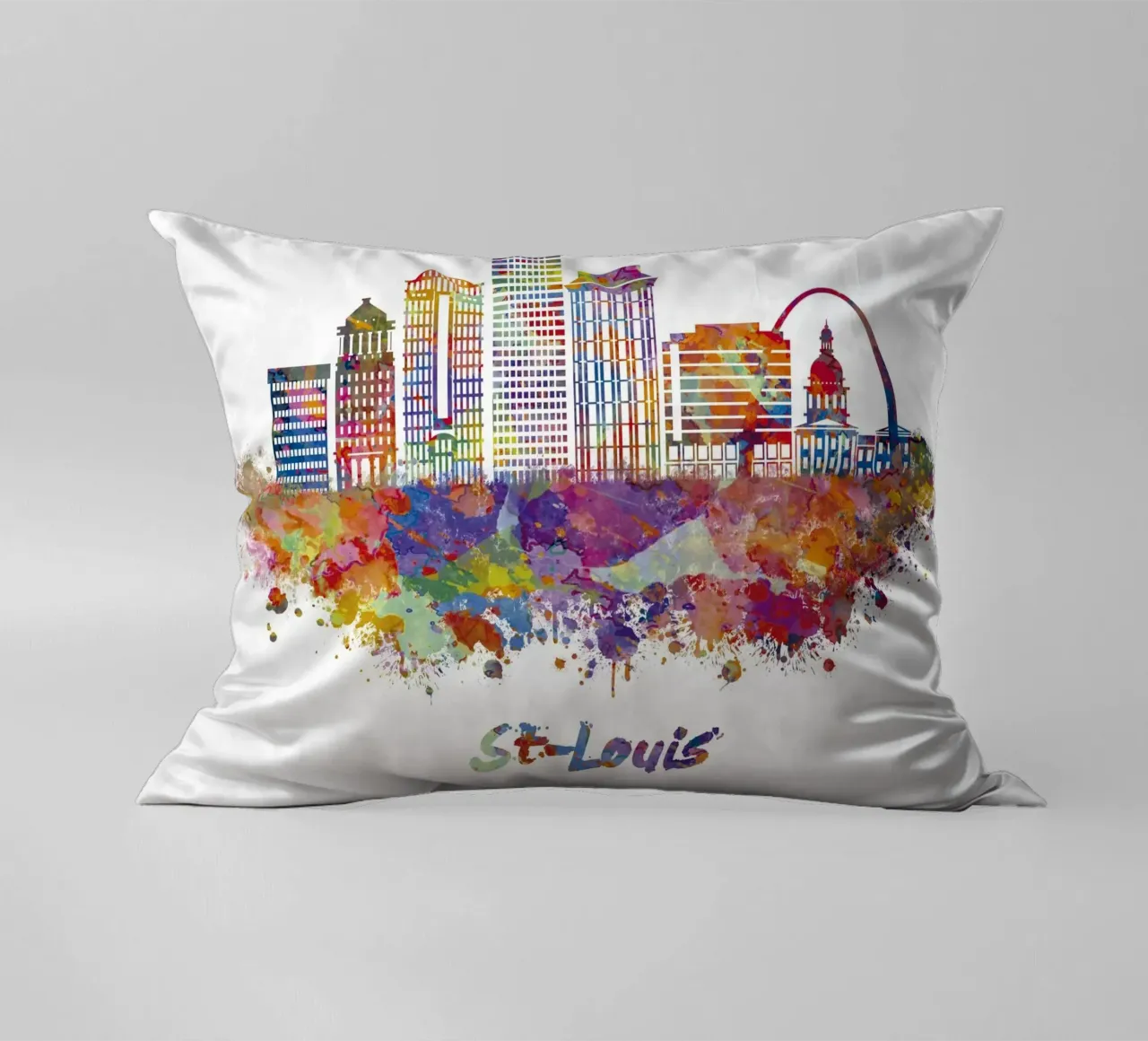 Lo skyline di St. Louis in acquerello cuscino da 🎁 ARTVI-SHOP