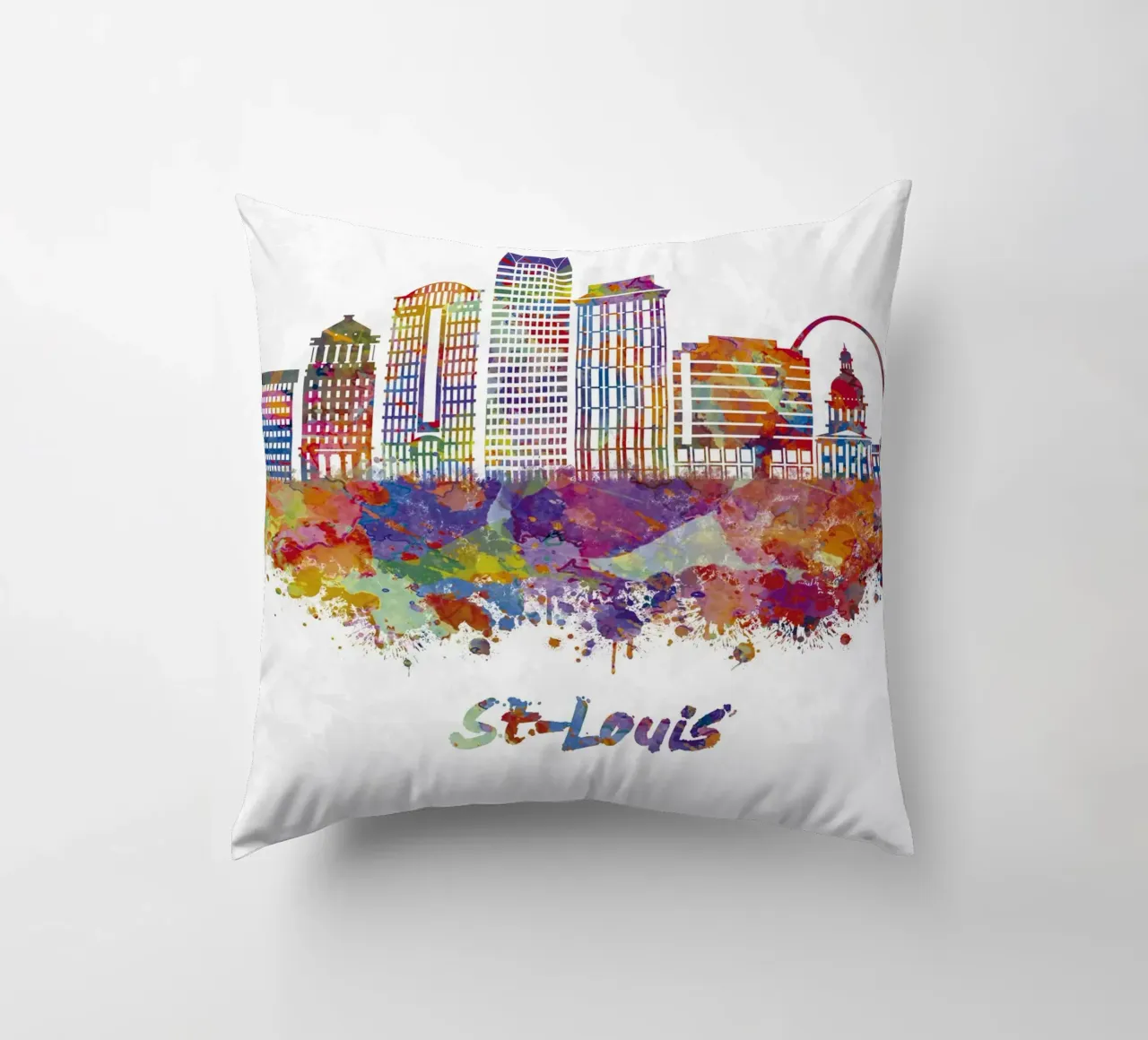 Lo skyline di St. Louis in acquerello cuscino da 🎁 ARTVI-SHOP