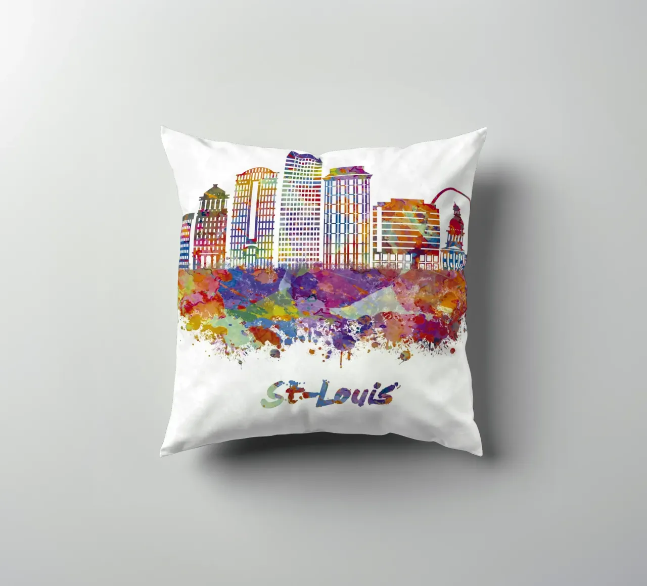 Lo skyline di St. Louis in acquerello cuscino da 🎁 ARTVI-SHOP