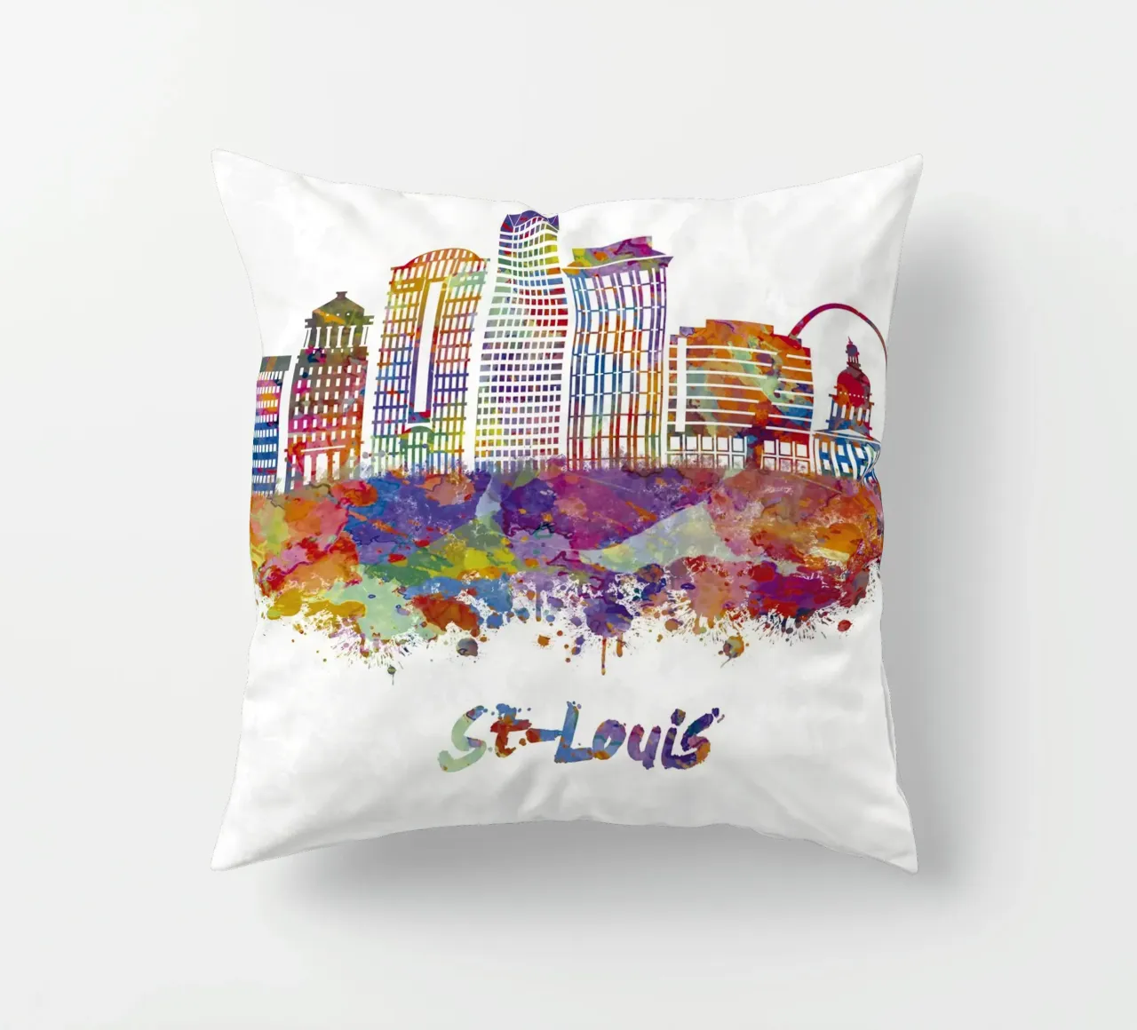 Lo skyline di St. Louis in acquerello cuscino da 🎁 ARTVI-SHOP