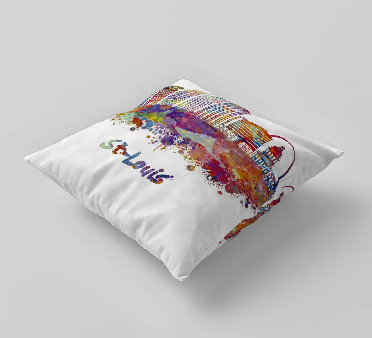 Lo skyline di St. Louis in acquerello cuscino da 🎁 ARTVI-SHOP