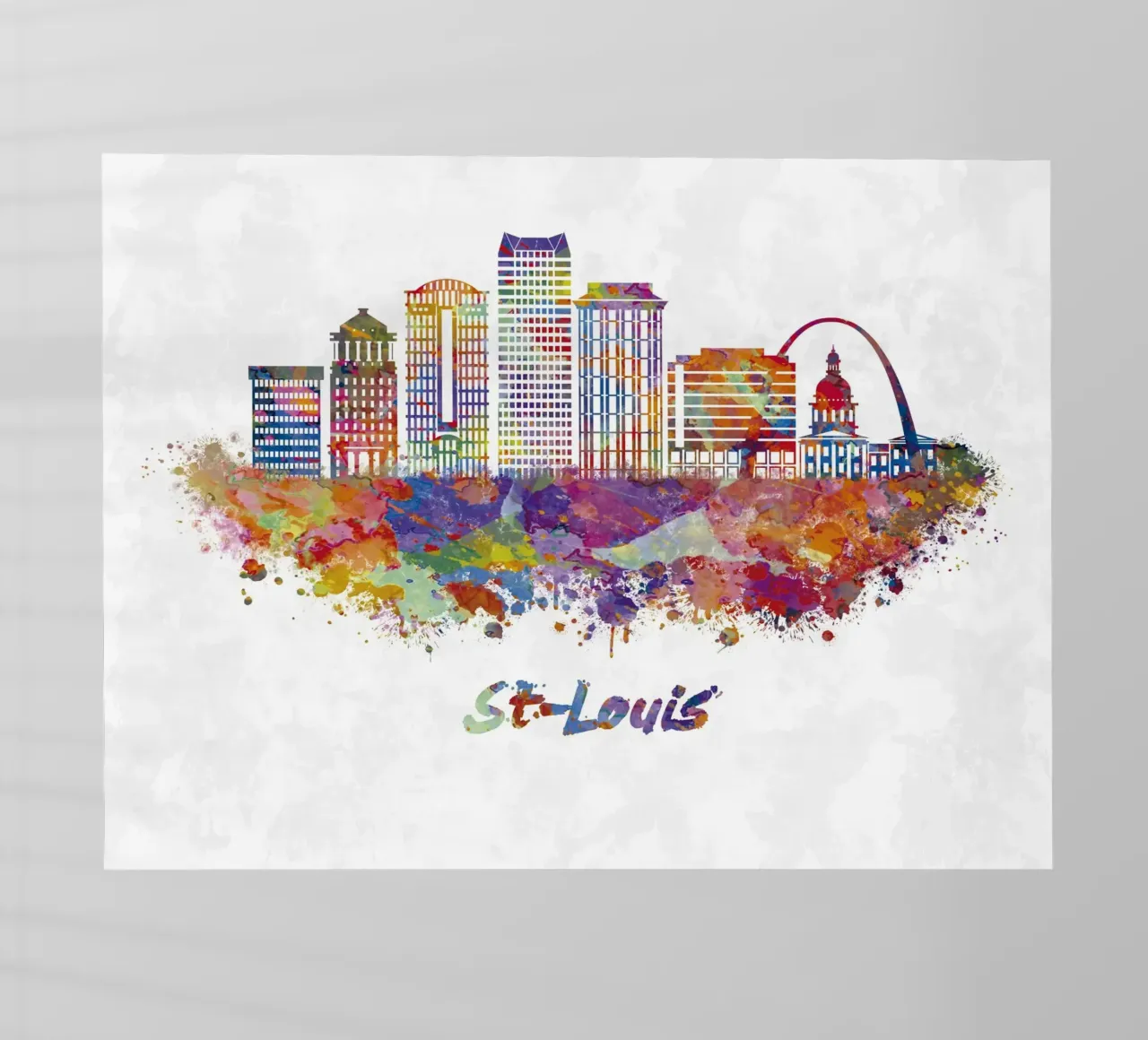 Lo skyline di St. Louis in acquerello pellicola backlit da ARTVI-SHOP
