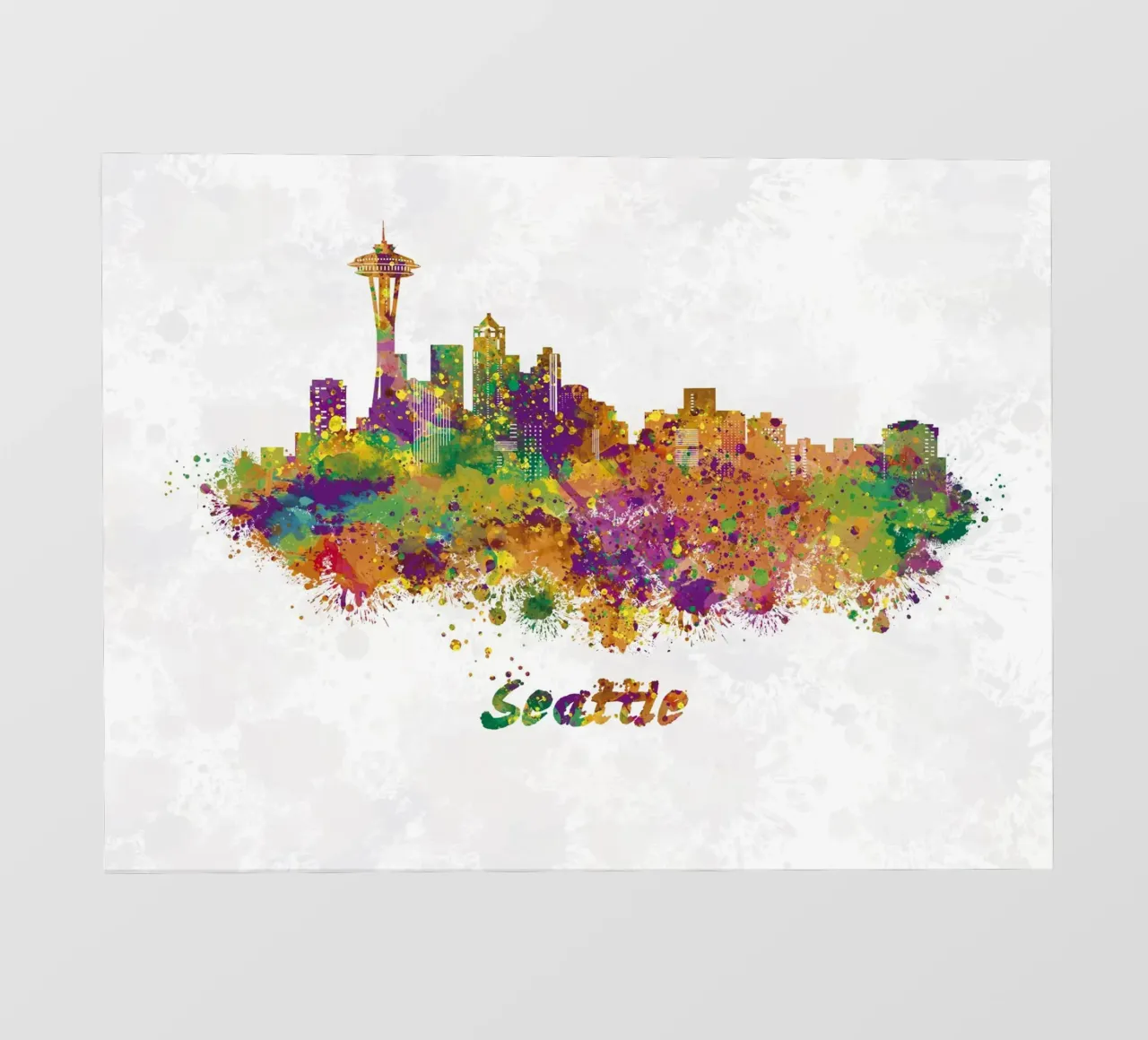 Lo skyline di Seattle in acquerello telo in pvc da 🎁 ARTVI-SHOP