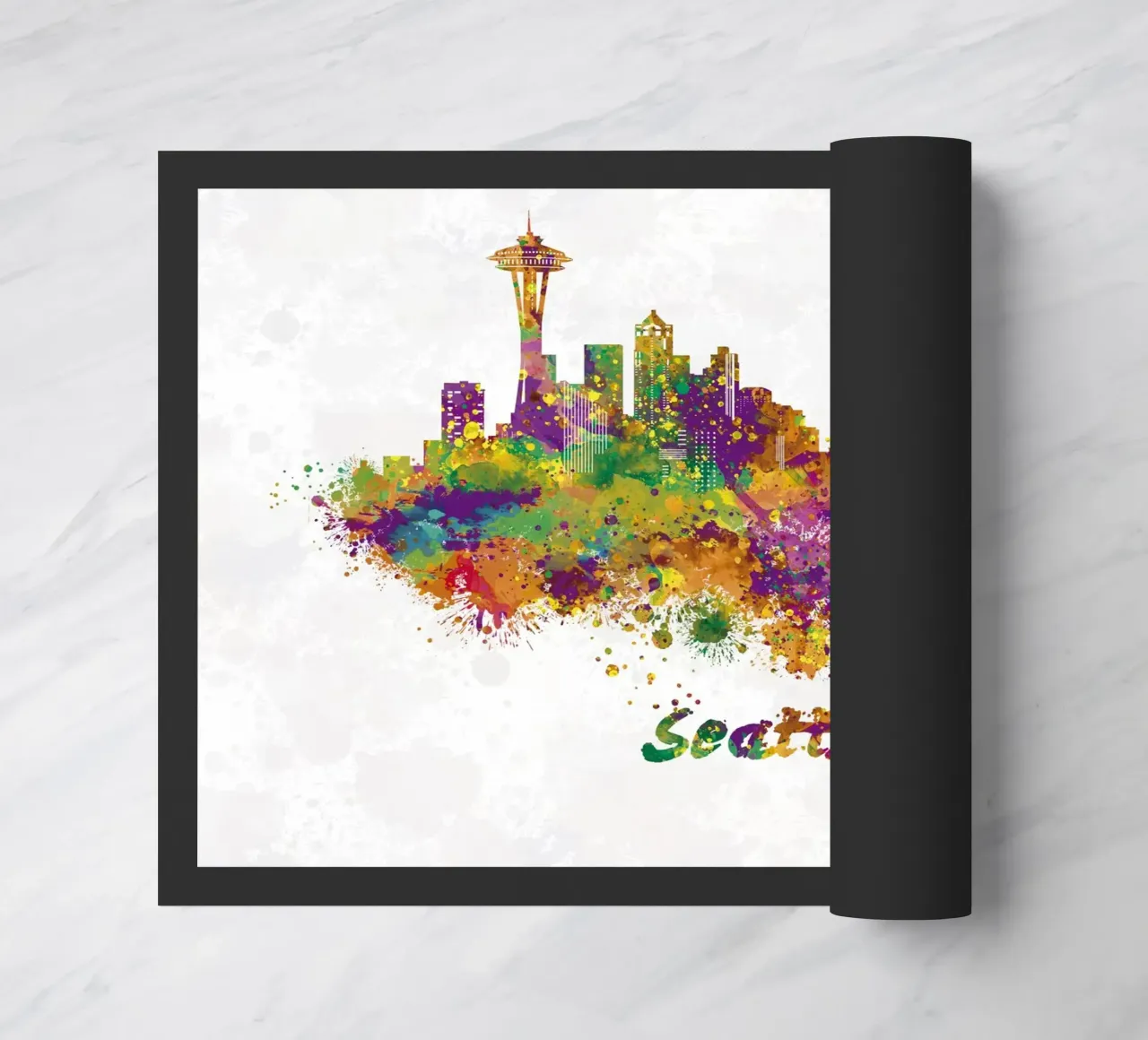 Lo skyline di Seattle in acquerello zerbino da 🎁 ARTVI-SHOP