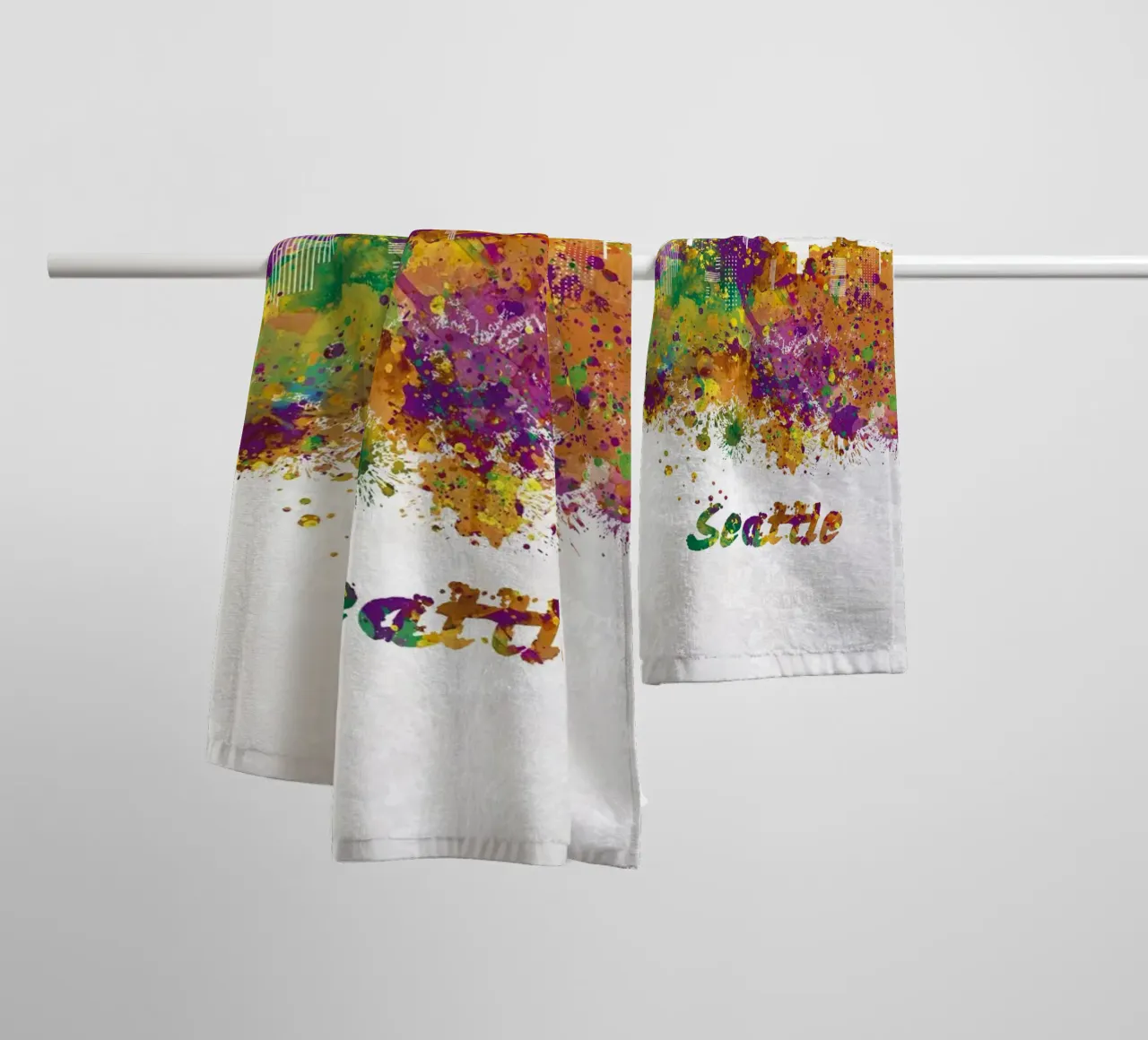 Lo skyline di Seattle in acquerello asciugamano da bagno da 🎁 ARTVI-SHOP