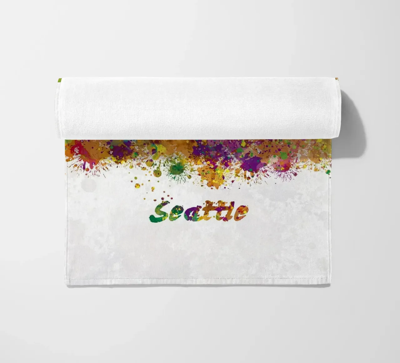 Lo skyline di Seattle in acquerello telo mare da 🎁 ARTVI-SHOP