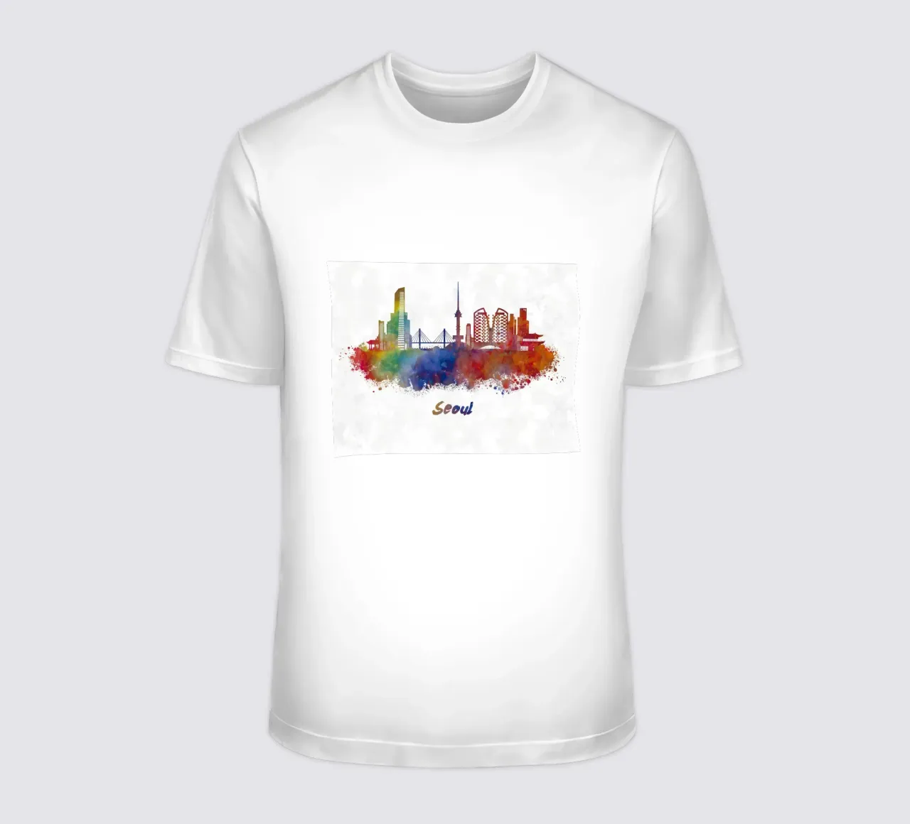 Lo skyline di Seul in acquerello t-shirt da ARTVI-SHOP