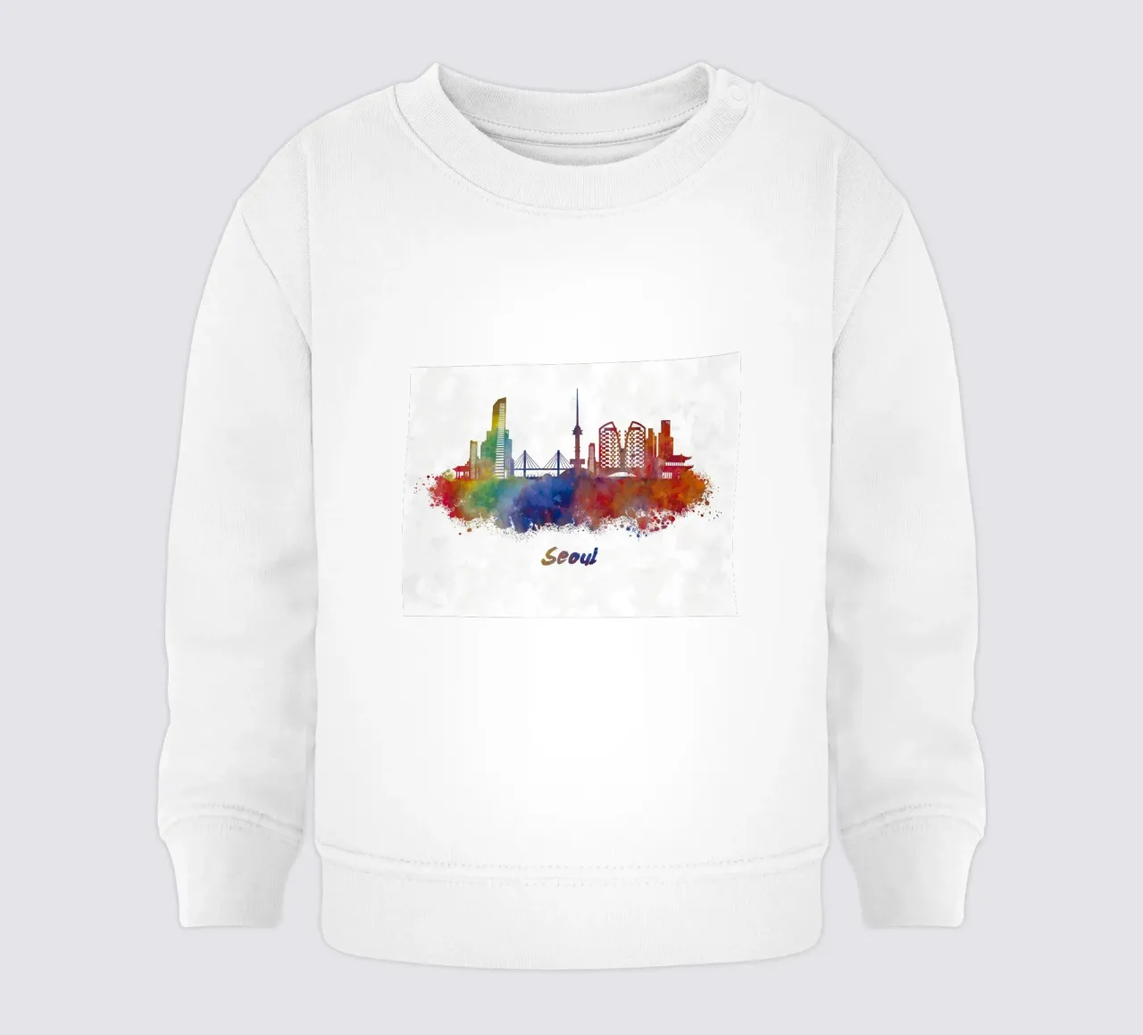Lo skyline di Seul in acquerello felpa neonato da ARTVI-SHOP