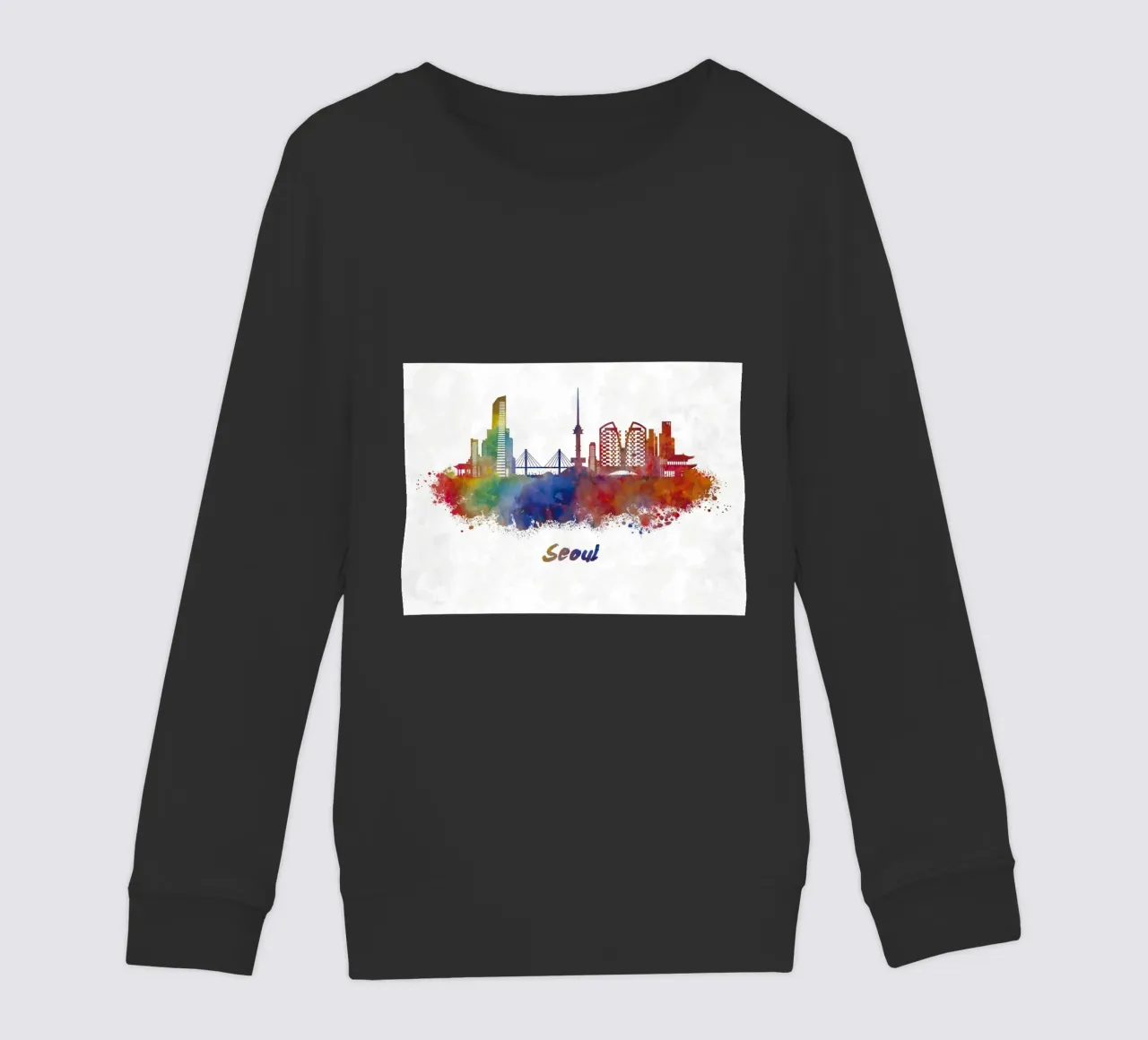Lo skyline di Seul in acquerello felpa bambino da 🎁 NOBELART