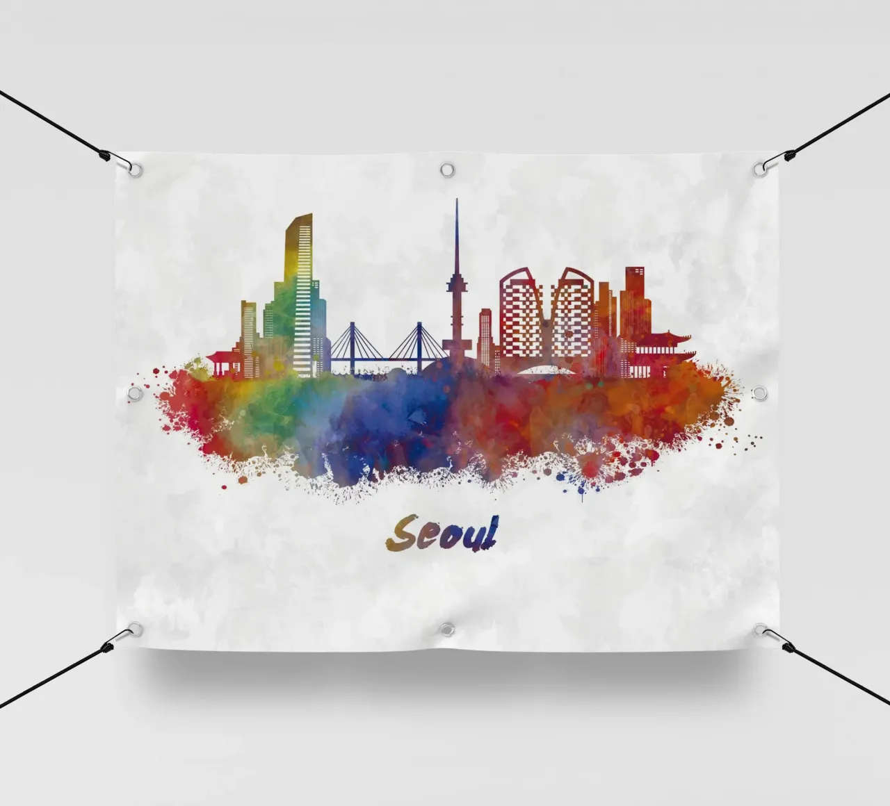 Lo skyline di Seul in acquerello telo in pvc da ARTVI-SHOP