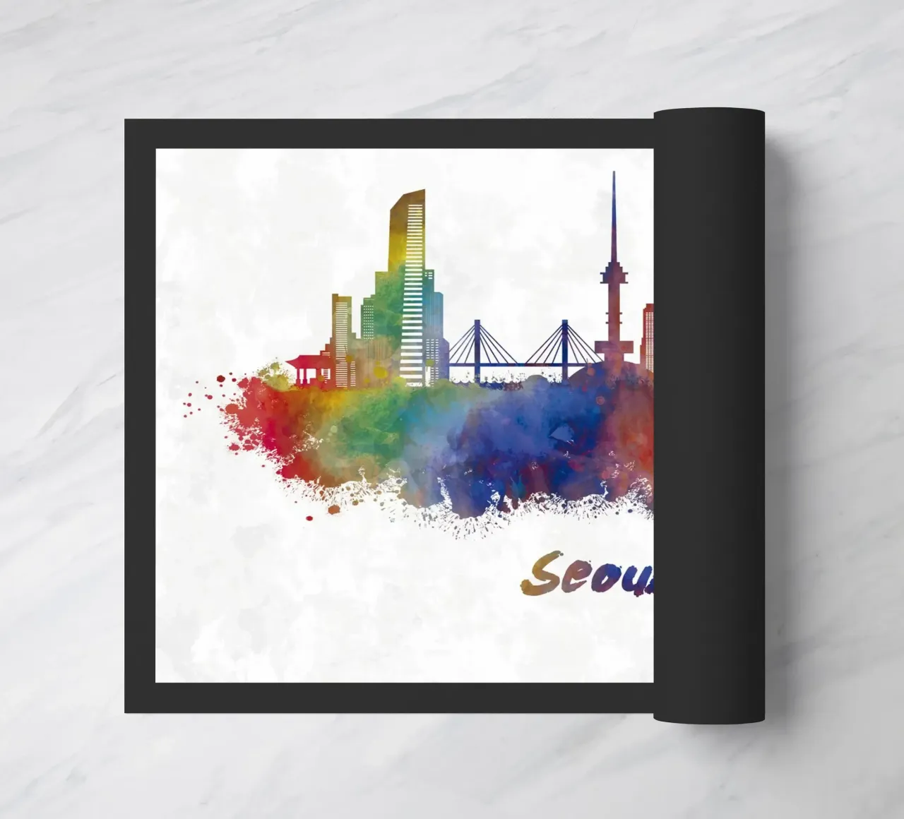 Lo skyline di Seul in acquerello zerbino da ARTVI-SHOP