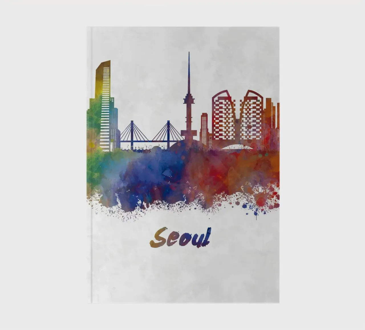 Lo skyline di Seul in acquerello diario da ARTVI-SHOP