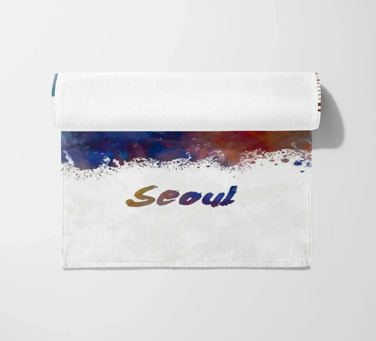 Lo skyline di Seul in acquerello telo mare da 🎁 NOBELART