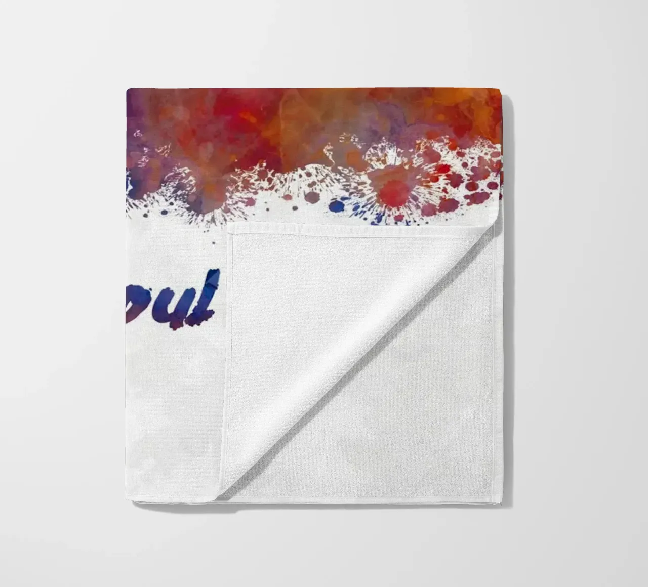 Lo skyline di Seul in acquerello telo mare da 🎁 NOBELART