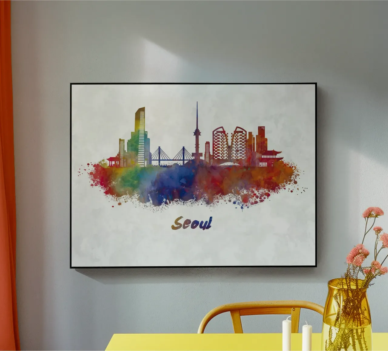 Lo skyline di Seul in acquerello plexiglass da 🎁 NOBELART