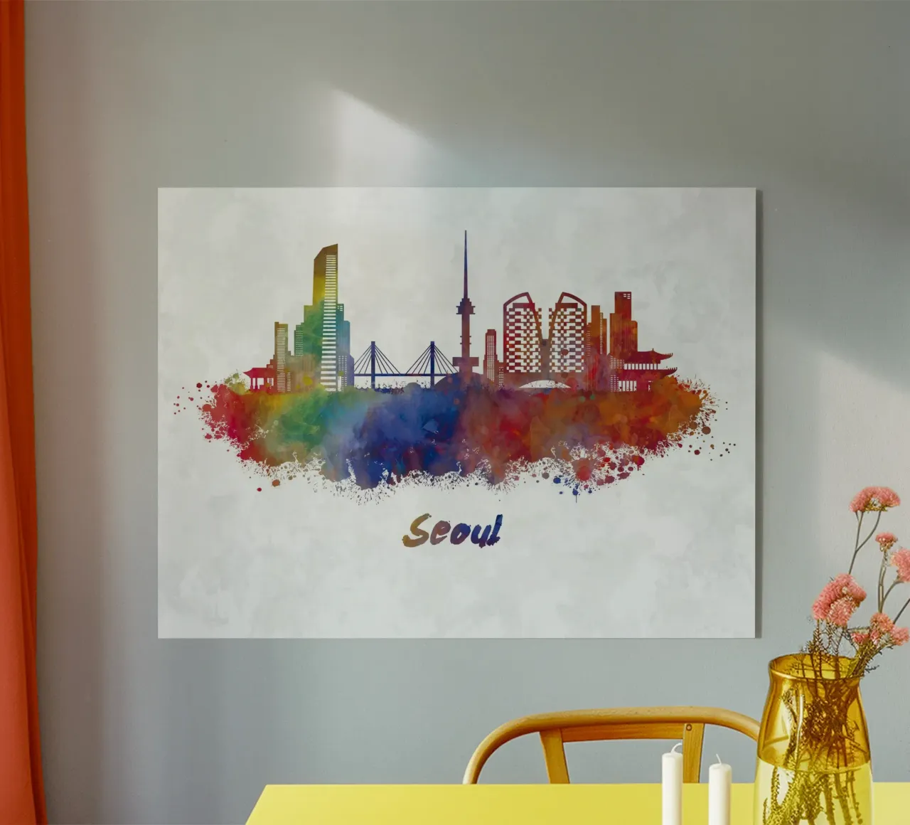 Lo skyline di Seul in acquerello plexiglass da ARTVI-SHOP