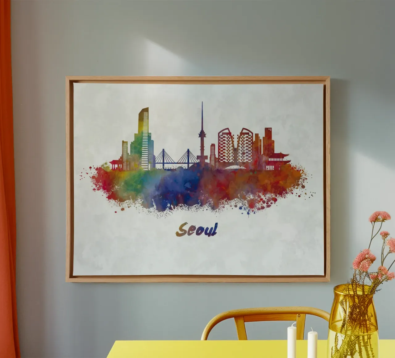 Lo skyline di Seul in acquerello tela da ARTVI-SHOP